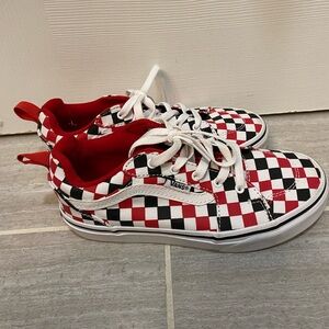 Vans Youth Size 3 Checkered Sneakers – Red & Black shoes skate shoes| NWOT